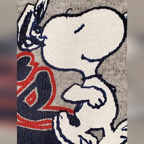 Vintage 90s PEANUTS Snoopy Babydoll Ringer T Shirt Top M/L Grey - Picture 3 of 6